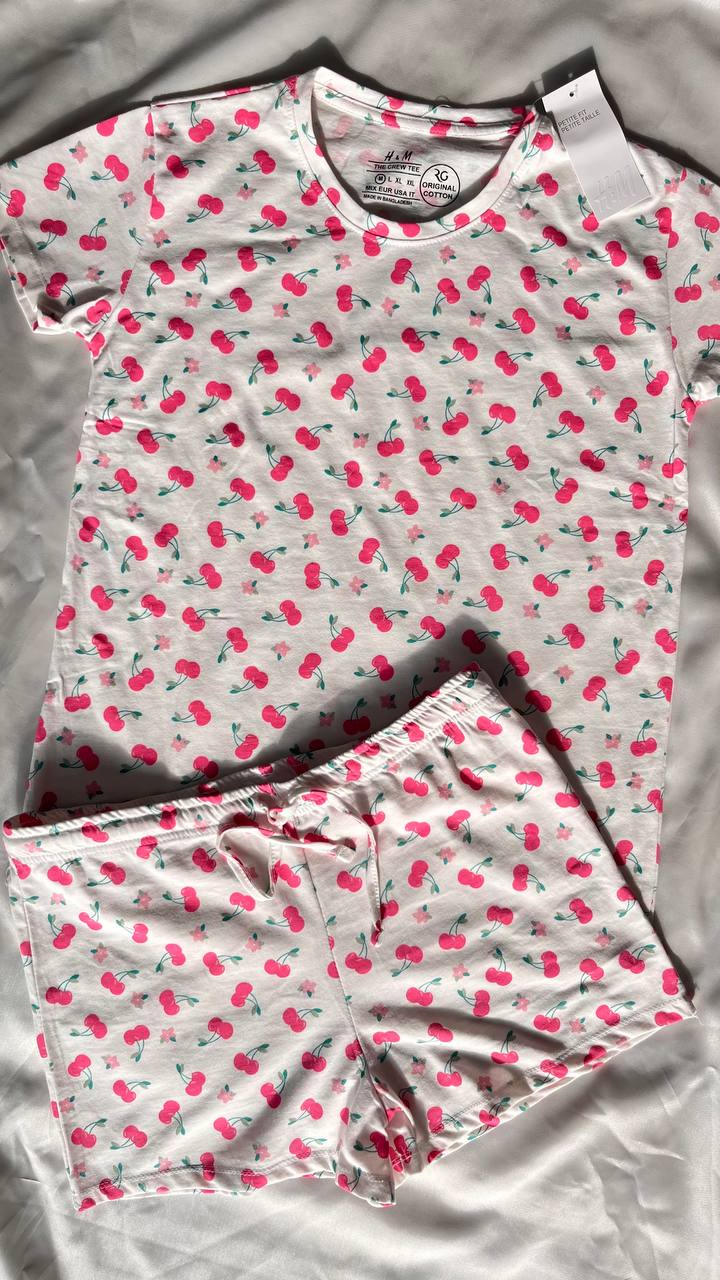 تیشرت شلوارک H&M طرح گیلاسی