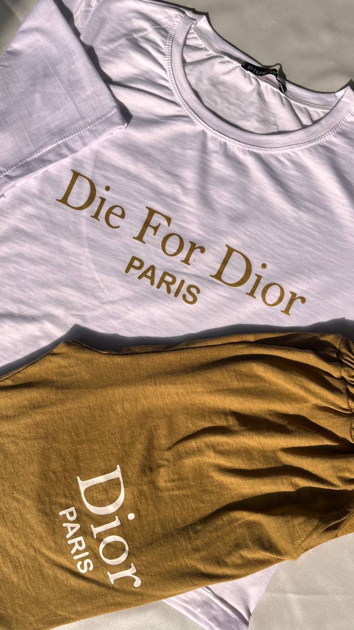 تیشرت شلوارک جیب دار.Dior رنگ سفید نسکافه ای